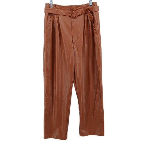 Abercrombie & Fitch Faux Leather High Waist Cropped Straight Pants Womens LG - Picture 1 of 10